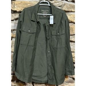 Women’s NWT Army Green American Eagle Cotton Casual Button Up Jacket Size Medium